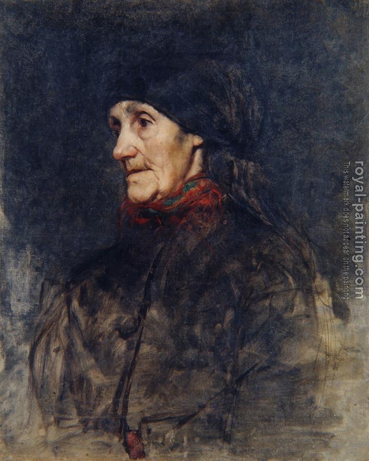 Anton Azbe : Old woman with a headscarf